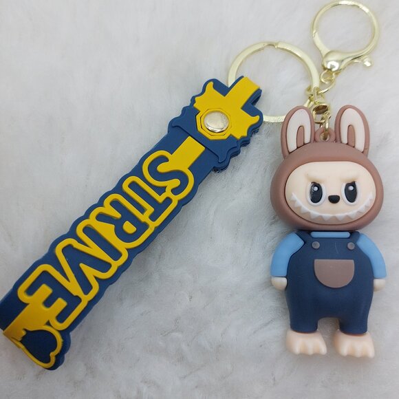 2/$25 Labubu blue pullover keychain with strap "Strive" - Picture 1 of 6